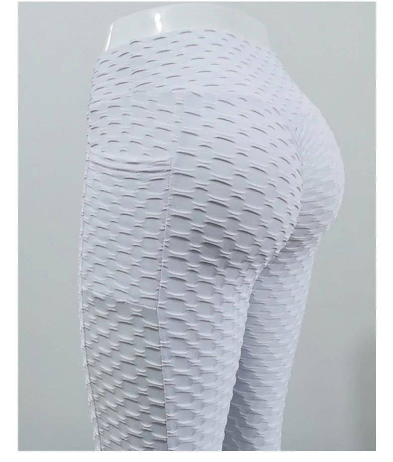 Legginsy damskie z wysokim stanem, modelujące biodra, elastyczne, wyszczuplające, z kieszeniami, typu bubble pants, do ćwiczeń na siłowni, biegania, jazdy na rowerze i fitnessu.