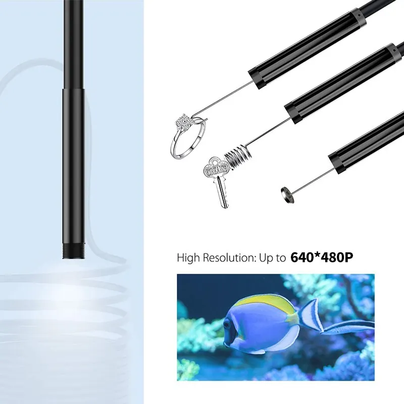 Android nội soi 5.5mm 7mm borescope kiểm tra rắn máy ảnh không thấm nước với 6 đèn LED Tương thích với điện thoại Android PC