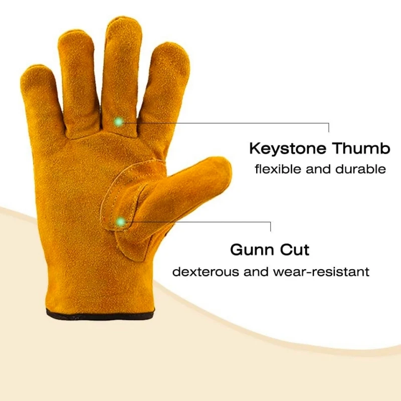 932℉ Heat Resistant Leather Safety Work Gloves Forge Welding Gloves Insulated Lining for Grill BBQ Stove Construction Ranching