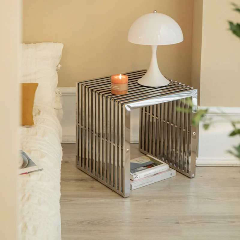 

Stainless steel chair Nordic living room sofa metal bench Internet celebrity home stool bedroom bedside small edge
