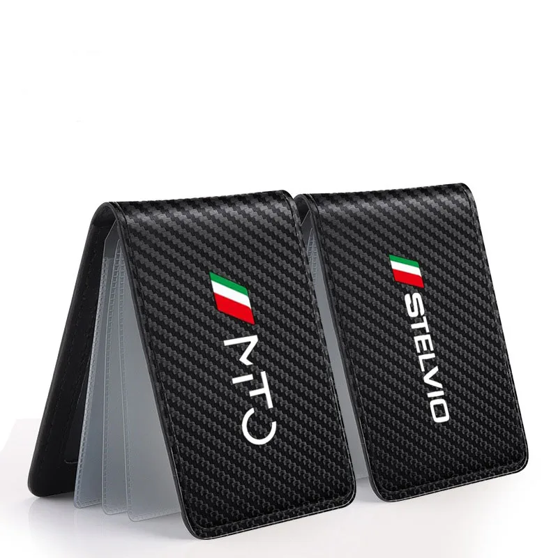 Carbon Fiber Car Driver License Bag ID Card Holder Wallet Credit Card Bag for Alfa Romeo 156 159 Mito Giulia Stelvio Giulietta