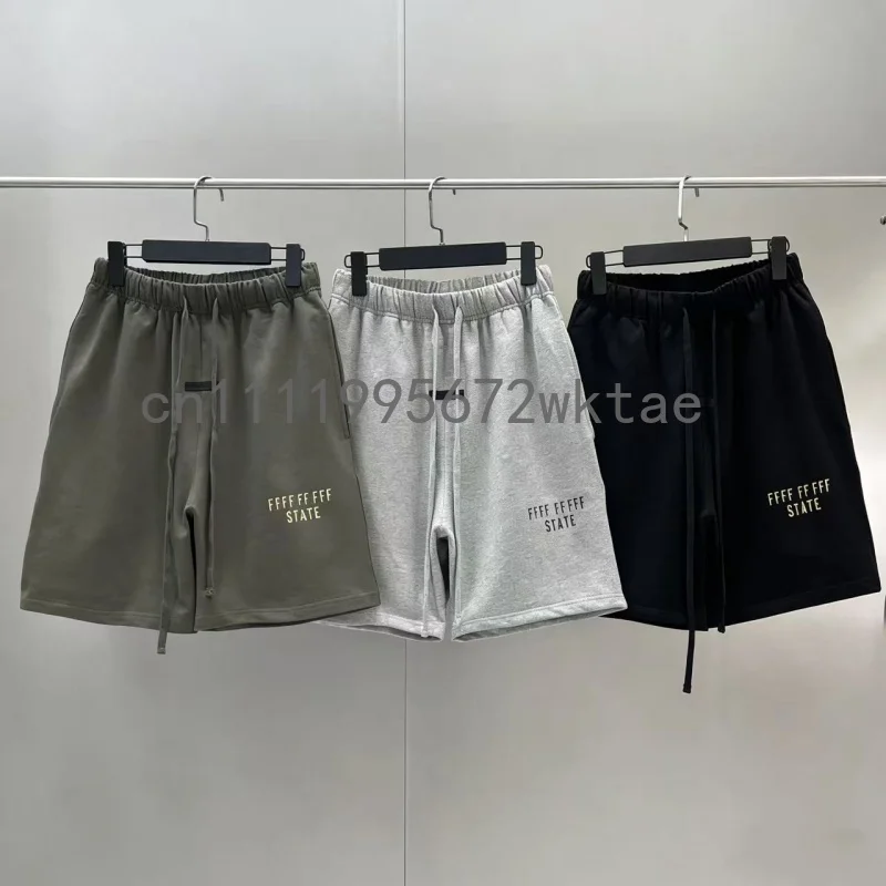 

25SS Classic Men's Shorts Luxury Design Double Row Printed Letter Logo Shorts High Street Couple Oversized Woolen Loop Shorts
