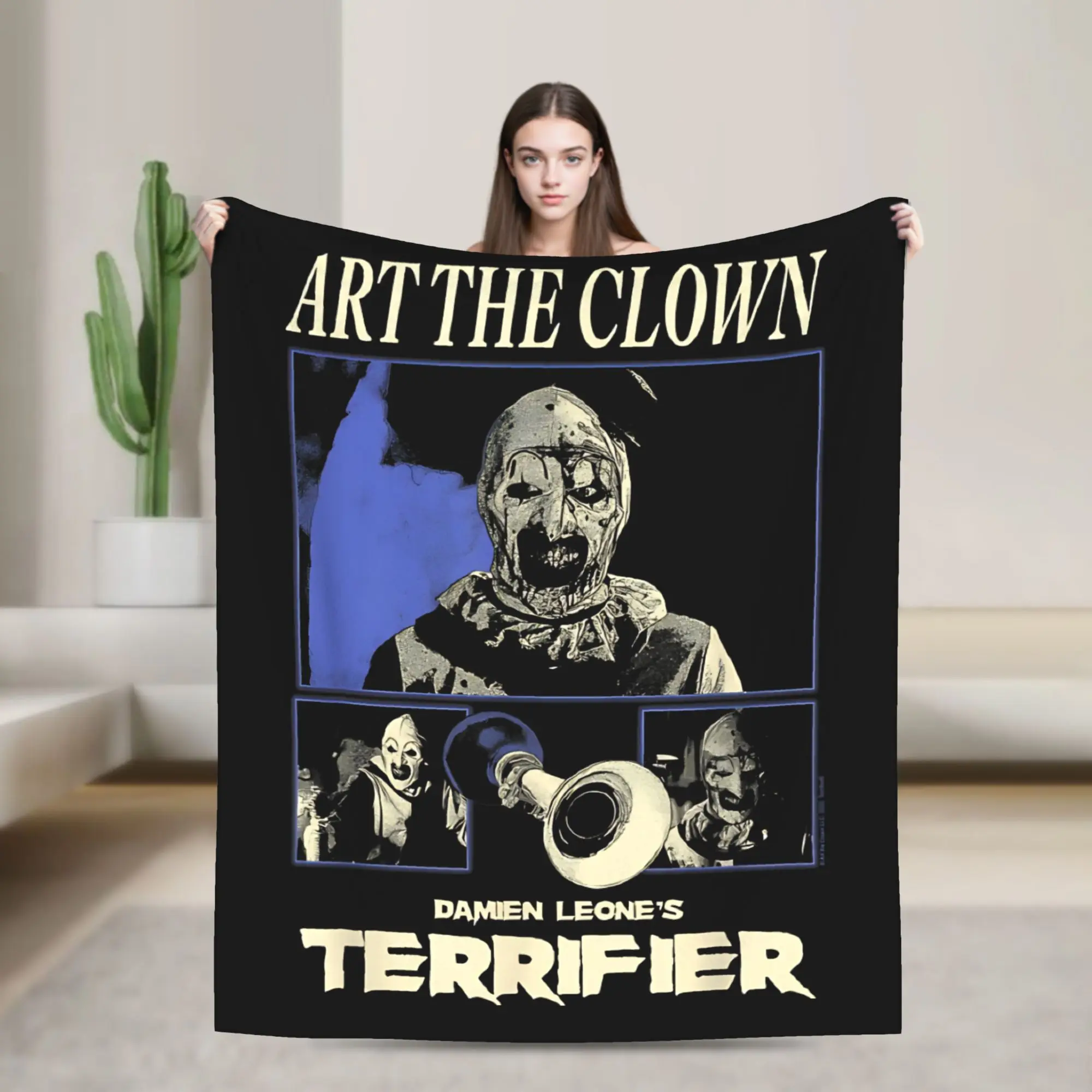 Terrifier Art The Clown Blankets Fleece Spring/Autumn  Portable Warm Throw Blankets for Sofa Office Bedspread
