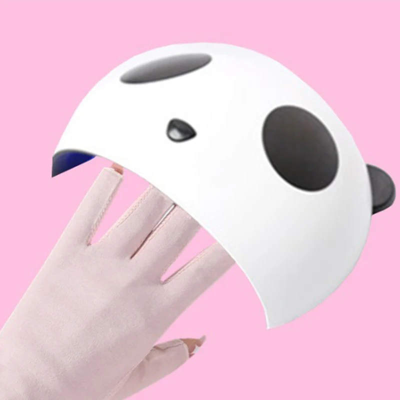 1 زوج مكافحة الأشعة فوق البنفسجية مسمار قفازات مكافحة الأسود موجة نقطة الأشعة فوق البنفسجية هلام درع قفاز أصابع مانيكير مسمار أدوات الرسم LED مصباح الأظافر مجفف