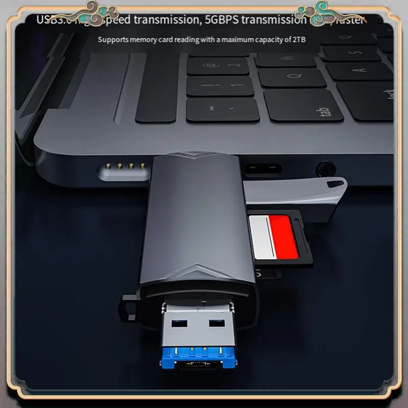 Durable 6 In 1 Card Reader External U Disk TF/SD Card Keyboard Mouse 5Gbp/S USB Type-C Interface Card Adapter