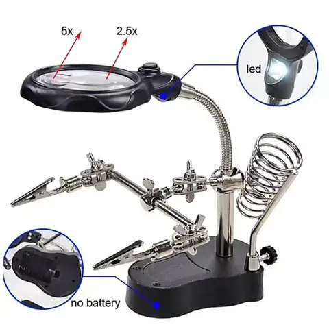 TE-801 휴대 전화 마더 보드 회로 기판 수리 보조 도구 용 LED 조명이있는 납땜 보조 클램프 돋보기