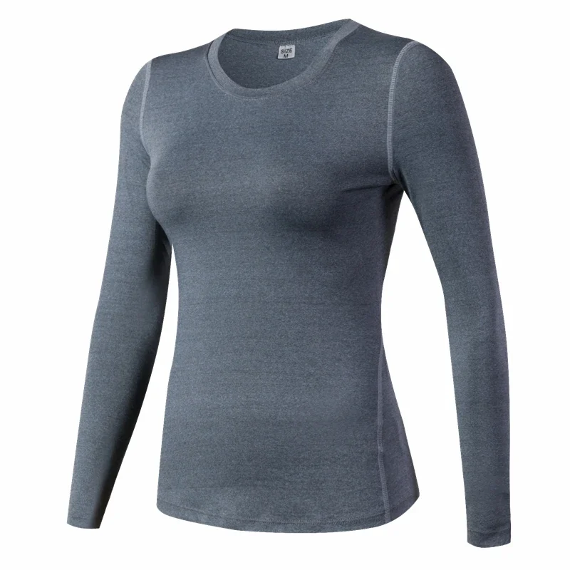 Base Layer ฟิตเนสเสื้อกีฬา Quick Dry ผู้หญิงแขนยาว Top Gym jogging lady เสื้อยืดรถไฟออกกําลังกายเสื้อผ้าเสื้อโยคะสีขาว