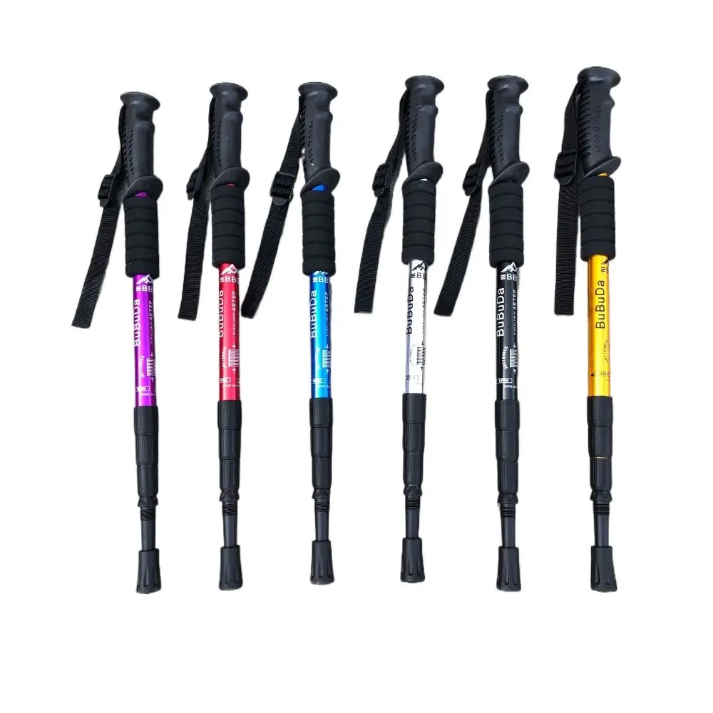 

4 Section Trekking Poles Non-slip Wear-resistance Walking Stick Removable Aluminium Alloy Foldable Crutches Backpacking