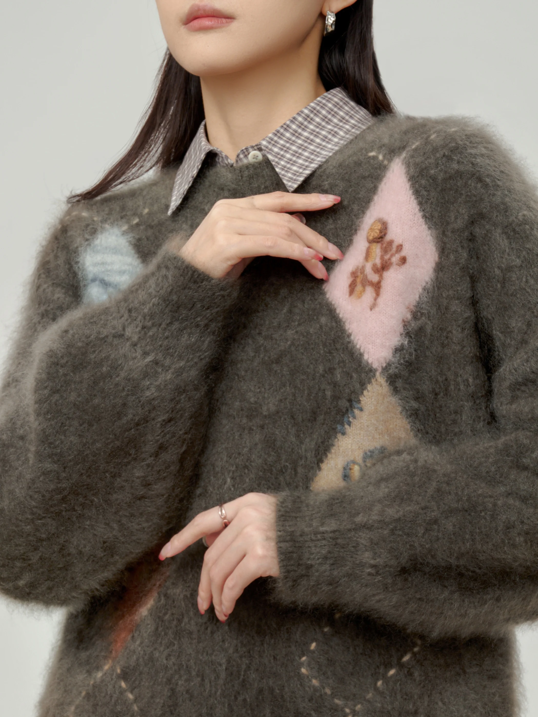 

een Furry Knitted Sweater Women's Winter Outerwear Inner Match Korean Sle Lazy High-End Feel Commute Sle Loose Fit