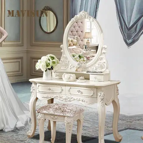 거울과 의자가있는 흰색 드레싱 테이블, 서랍장 가슴, 메이크업 테이블, 침실 가구용 유럽 드레서, 메이크업 화장대 Best5 거울과 의자가있는 흰색 드레싱 테이블, 서랍장 가슴, 메이크업 테이블, 침실 가구용 유럽 드레서, 메이크업 화장대 Best5