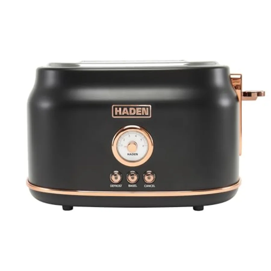 

2-Slice Wide Slot Stainless Steel Toaster with Adjustable Browning Control Non-Slip Feet in Black Copper for Kitchen Use