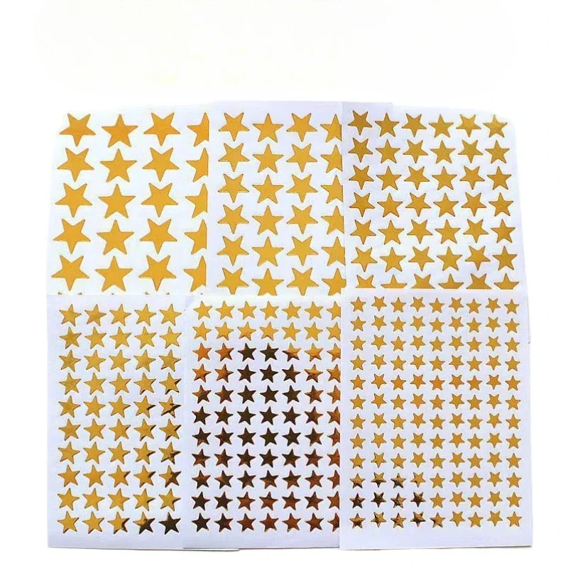 10sheets/bag Gold Star Sticker Stamping Five Pointed Star Sticker Children's Reward Sticker Teacher Praise Label kawaii stickers