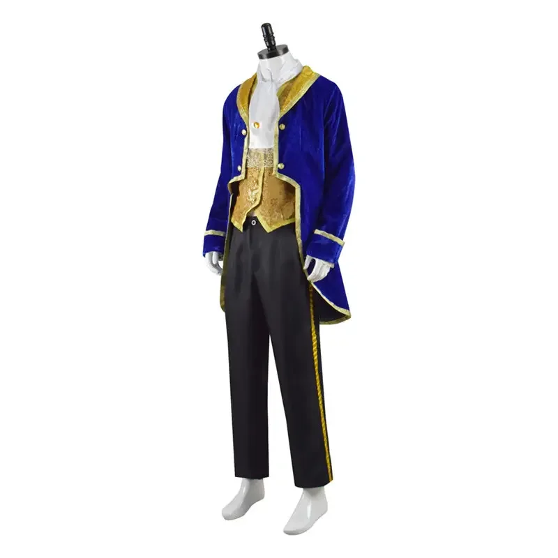 2022 New High Quallity CosDddy Beauty Beast Costume Cosplay Blue Uniform Costume Beast Prince Costume di Halloween