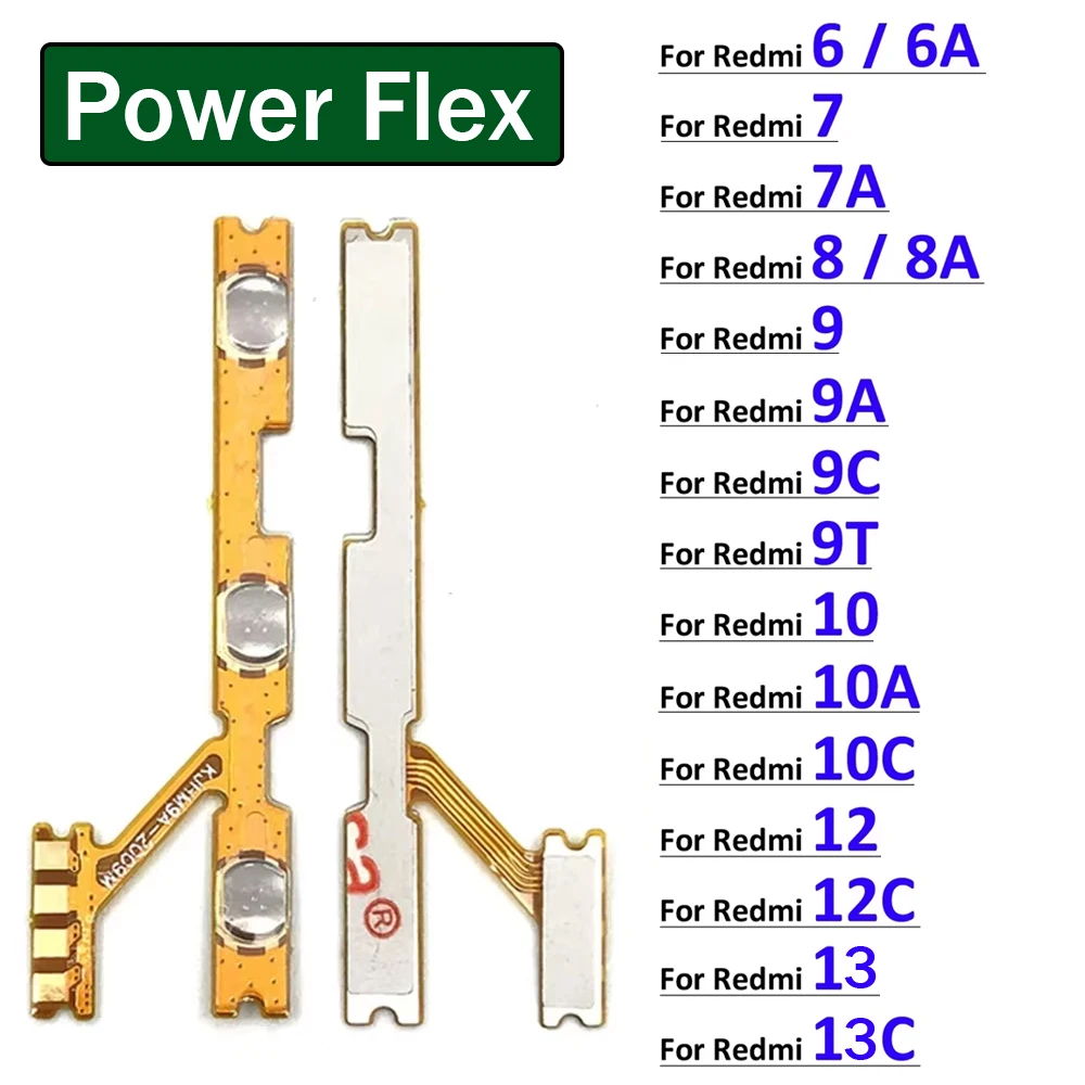 For Xiaomi Redmi 6 6A 7 7A 8 8A 9 9A 9C 9T 10 10A 10C 12 12C 13 13C 4G 5G Power on off Button Volume Key Switch Flex Cable