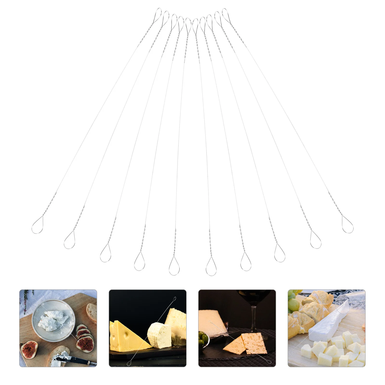 10 Pcs Mozzarella Cheese Metal Slicer Handheld Butter Cutting Tool Machine Wire Replacement Silver