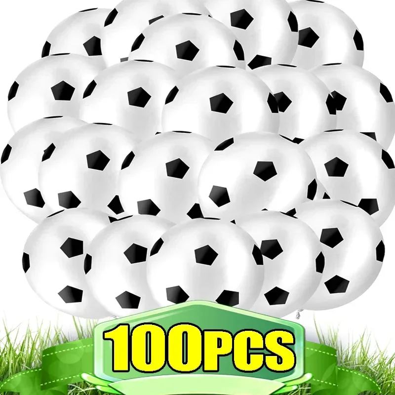 100/20pcs Football Balloons 12 Inch Latex Soccer Balloon Sports Theme Soccer Fans Inflation Toys for Birthday Kids Party Props