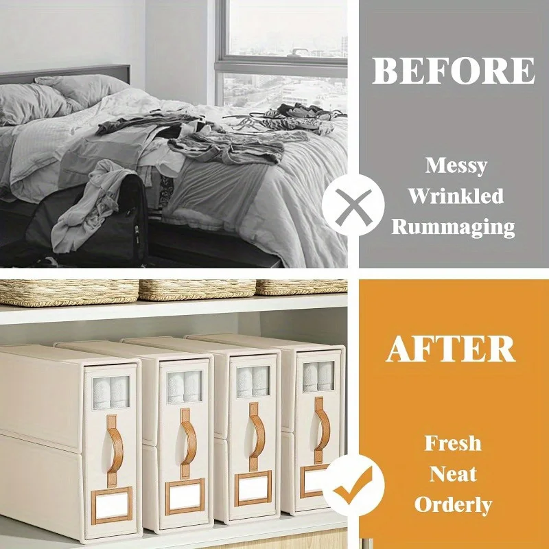 Multi Piece Cotton Quilt Storage Box, Pu Handle, Large Capacity, Divided Into Cells For Wardrobe Organization