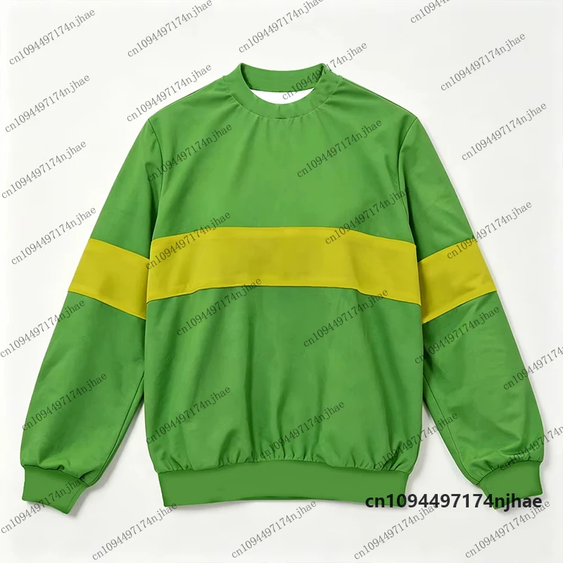 2026 Undertale Chara 3D-Print-Sweatshirt für Damen und Herren, Herbst, grün-gelb gestreift, langärmelig, Cosplay-Pullover, Oversize-Oberteil – Detail 8
