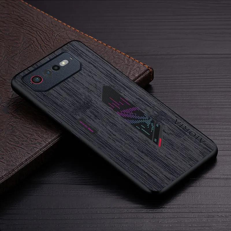Case for Asus ROG Phone 6 funda bamboo wood pattern Leather phone cover Luxury coque for Asus ROG Phone 6 case