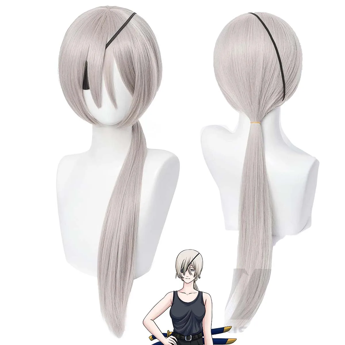 

Хэллоуин Костюм Вечеринка Бензопила Человек Quanxi Косплей Длинный Серебряный Парик