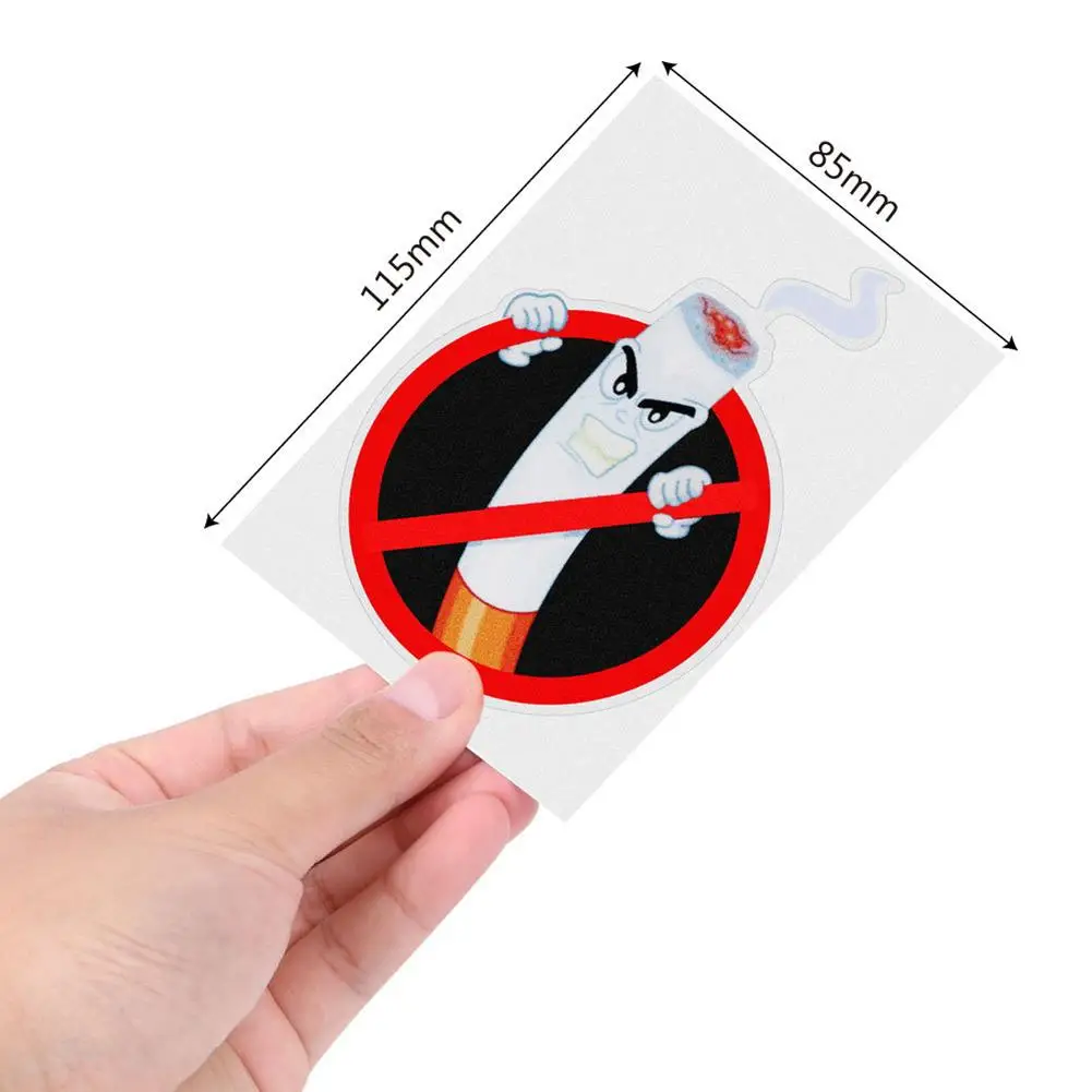 1pc PET Warning Sign No Smoking Car  Stickers Decor Motorcycle Car Interior Decals Laptop Trunk Wall Vinyl Decal A302