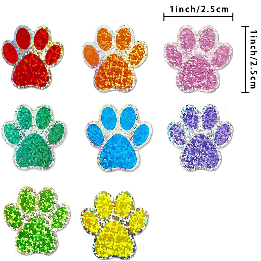 100-500 Stuks Schattige Dieren Paw Sticker Diy Kleurrijke Holografische Labels Ambachten Sticker Student Beloning Briefpapier Stickers