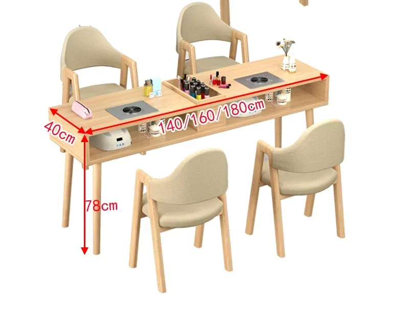 Nail Salon Equipment  Solid Wood Nail Art Table  Manicure Table with Pillow Drawer  Luxury Nail Desk with Chair