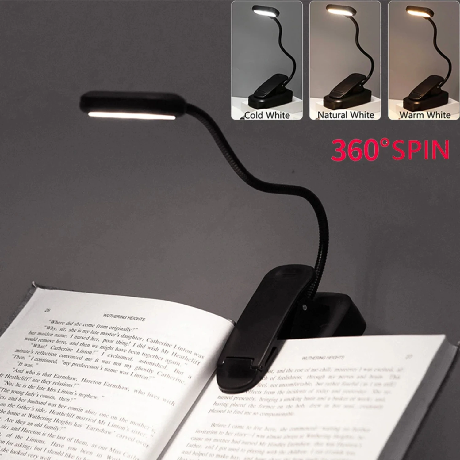 

New Portable, Dimmable and Eye-Friendly LED Clip-on Book Light for Reading - Mini Desk Lamp with Adjustable Brightness and Flexi