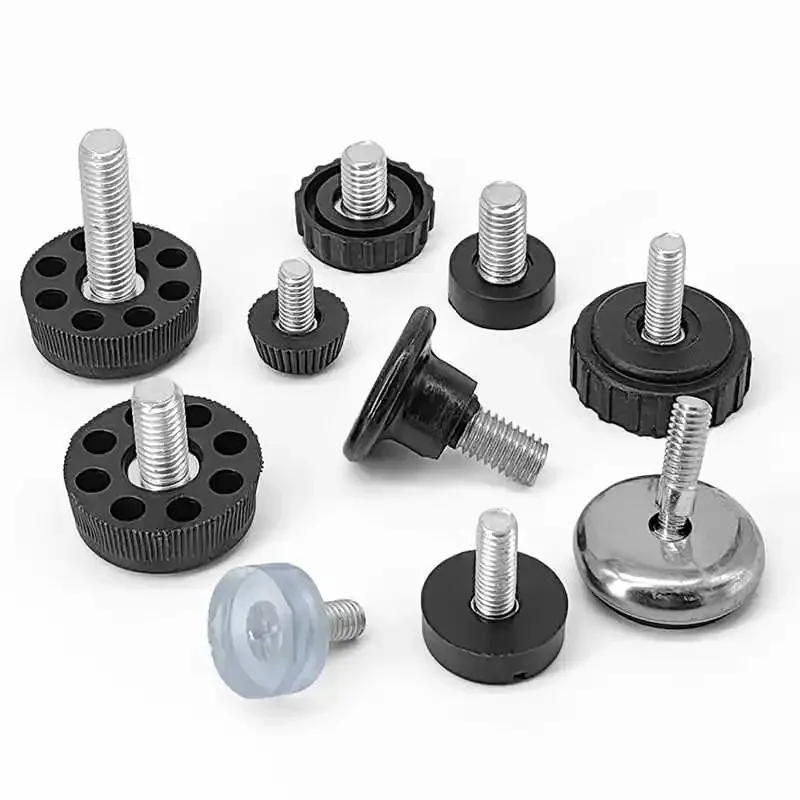 Plastics Adjustable Feet Pad With Screw M10 M8 M6 Table Chair Balck Leveling Foot Pad Furniture Leg Anti-shock Protection