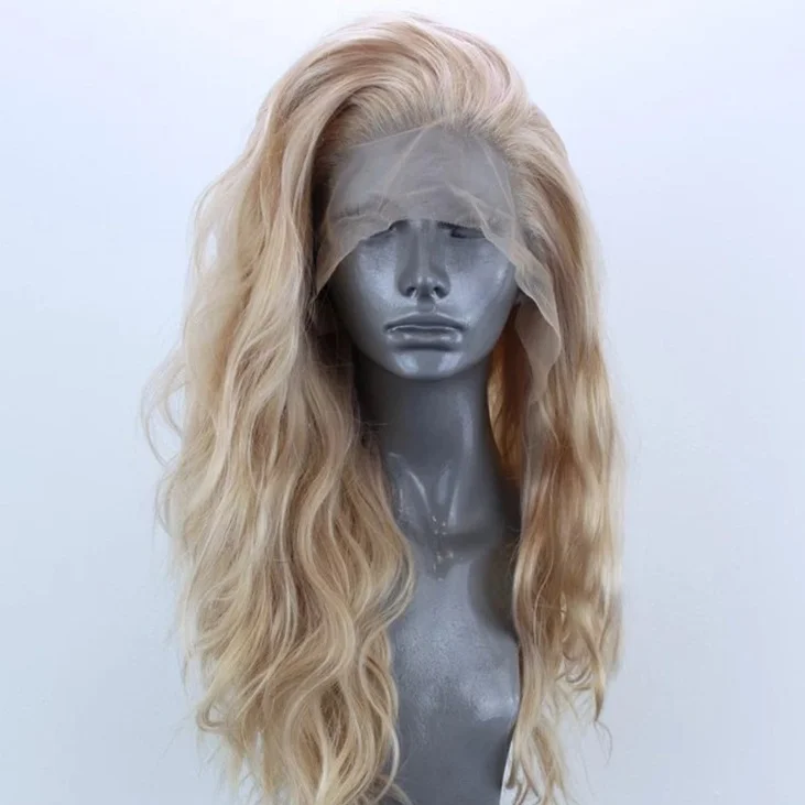 Koronkowe peruki Bezklejowa peruka z włókna termoodpornego dla kobiet Body Wave Koronkowa peruka do cosplay Naturalna linia włosów Party Hair Frontal Wig Nature