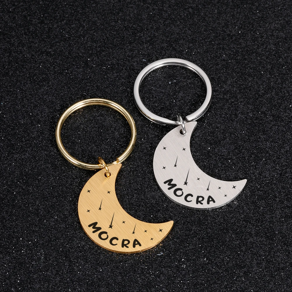 Personalized Anti-lost ID Tag Moon Shape Name Tags Plates Free Engraving Cats Kitten Nameplate Pendant DIY Accessories for Pets