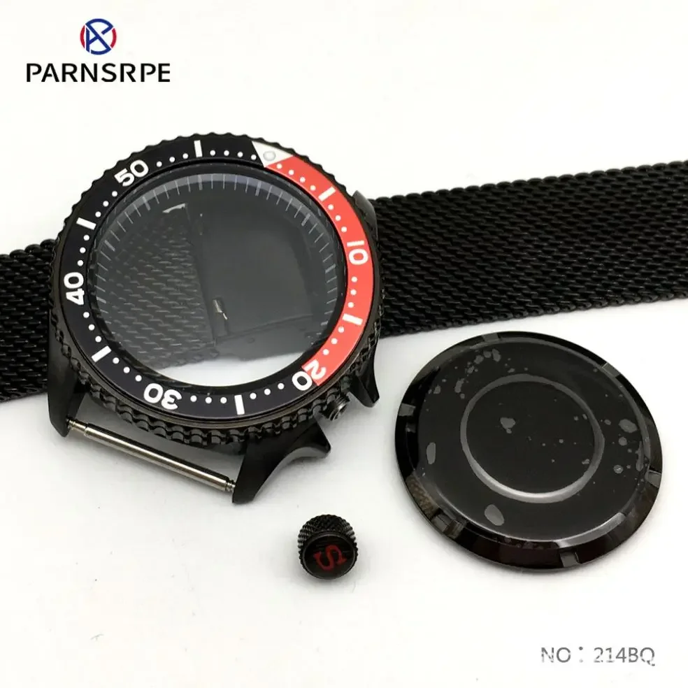 41mm nero NH35 SKX007 cassa dell'orologio misura per SK007 SKX009 sostituire NH35 NH36 movimento vetro zaffiro parti della cassa dell'orologio