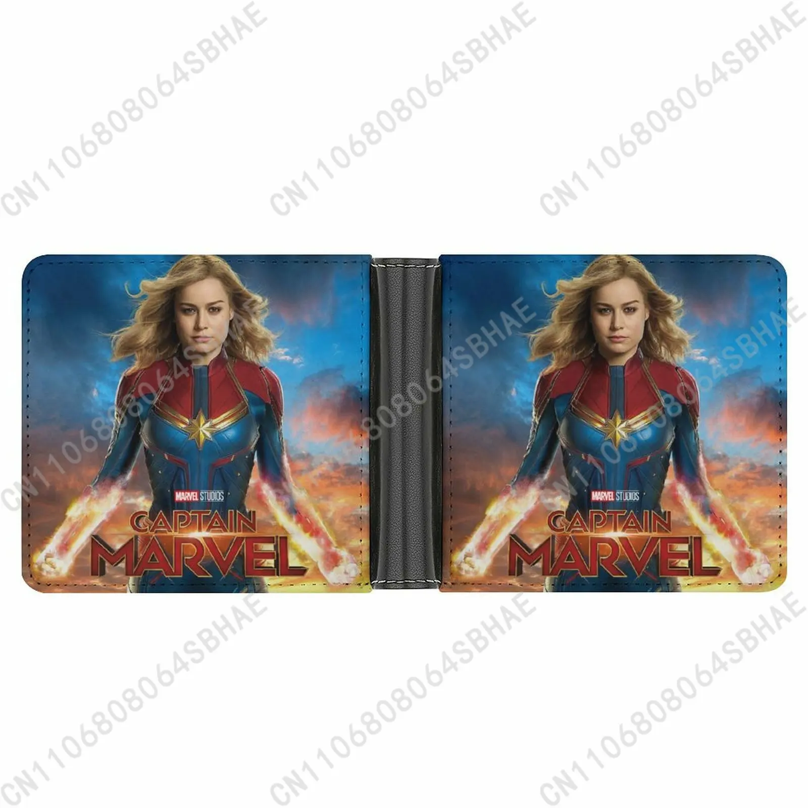 

Marvel Captain Marvel Trendy Leather Wallet Teenage Male Woman Slim Credit Card Holder Small Purse Daily Use Cosplay
