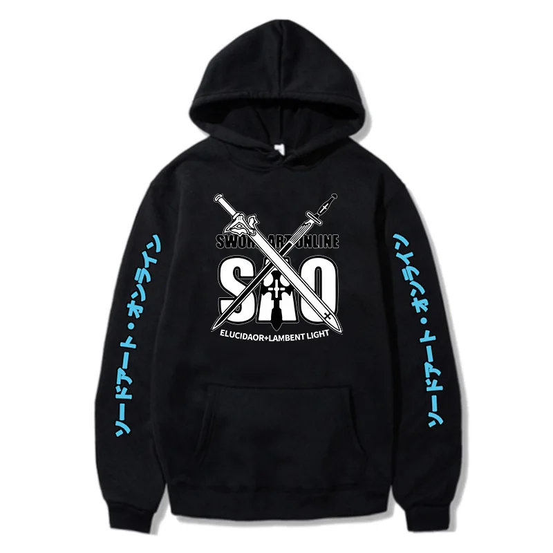 Anime SAO Sword Art Online Men Hoodie Loose Casual Clothing Fashion Warm Fleece Hoodies Personality Street Hip Hop Sweatshirt