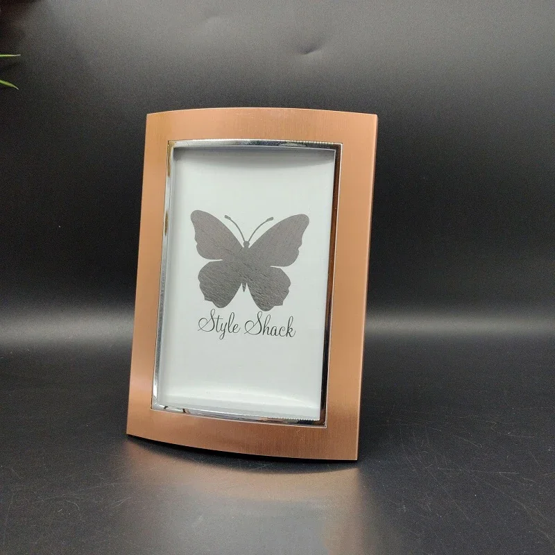 Brown Minimalist Metal Photo Frame - Simple Modern Tabletop Picture Frame for Effortless Style Home Decor