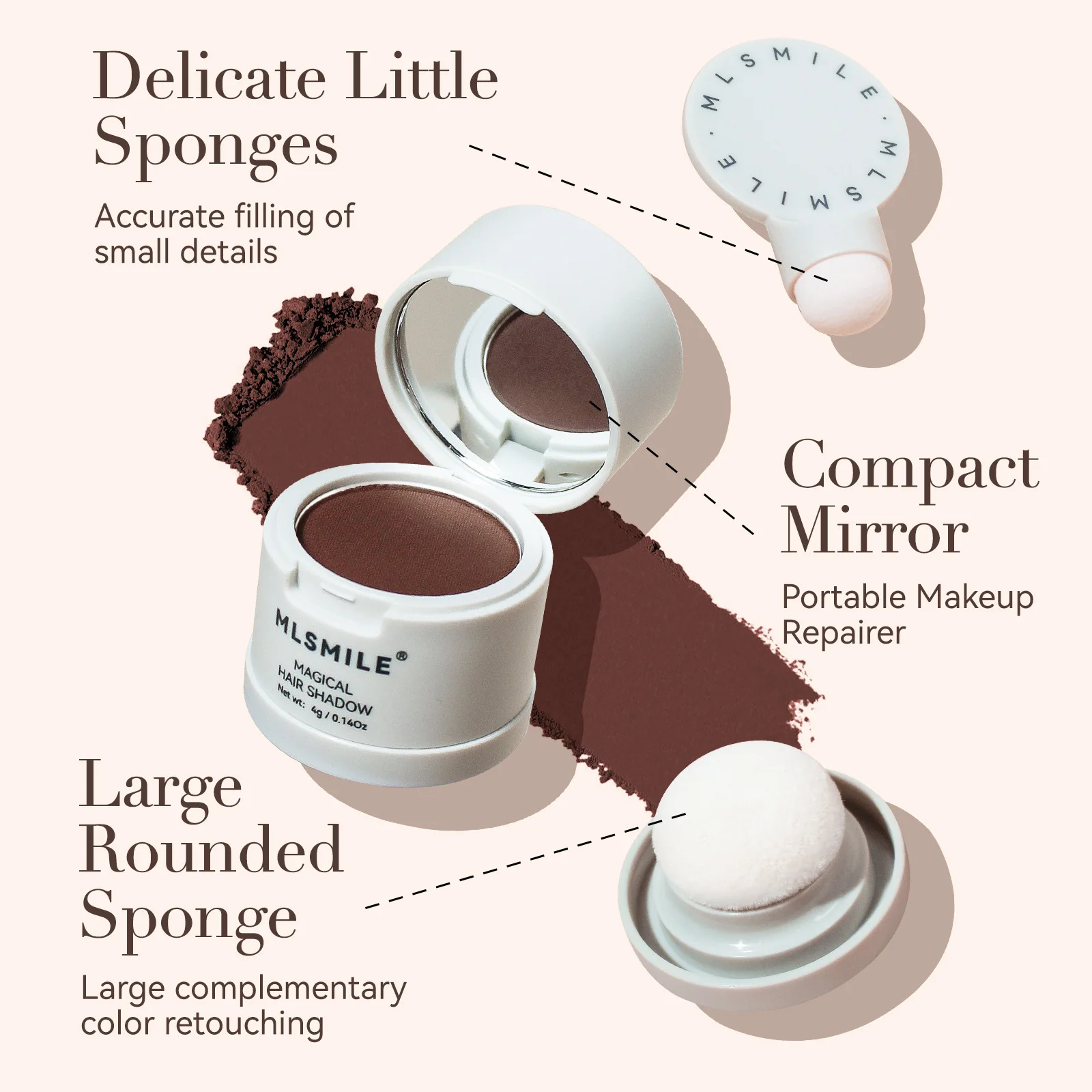 Mlsmile poudre de ligne de cheveux transfrontalière imperméable et résistante à la sueur ombre réparation couture de cheveux poudre de couverture moelleuse poudre à sourcils