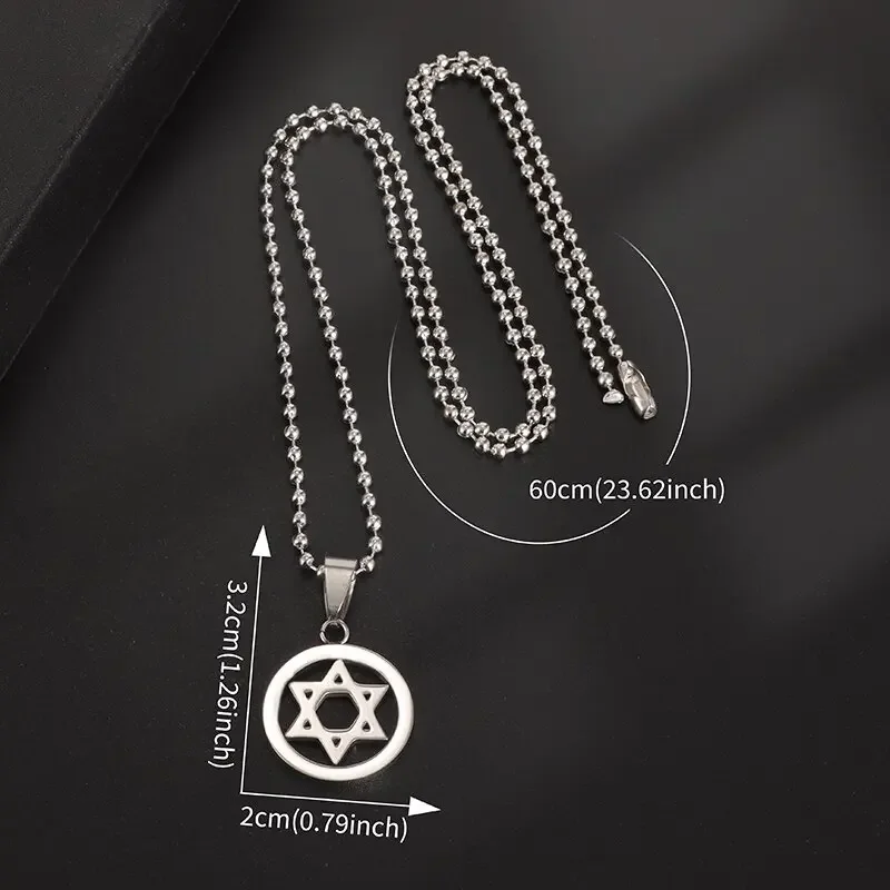 Simple Stainless Steel Jewish Star of David Pendant Hexagonal Star Necklace Men Jewelry Jerusalem Protection Amulet Jewelry