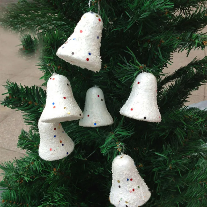 6Pcs Foam Snow Bell Pendant Decor Set Festival Accessory For Christmas Tree Shop Window Household Scene Arrangement Props