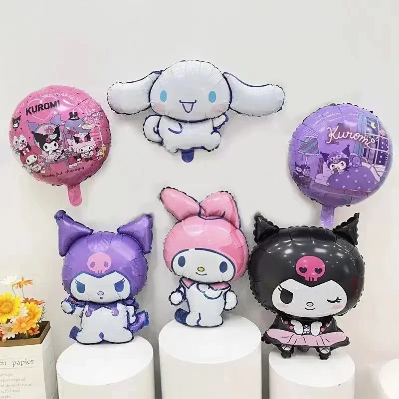 Sanrio 1-6PCS/set Hello Kitty Kuromi Melody Foil Balloons Set Girl Happy Birthday Party Helium Globos Supplies Shower Decoration