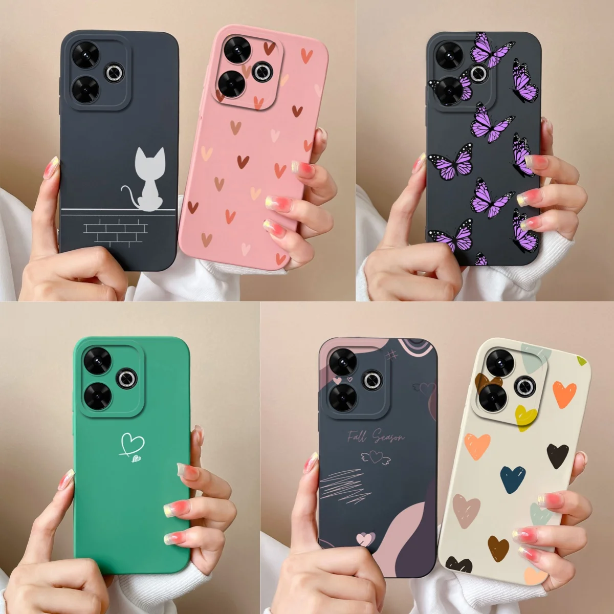 For Redmi 13 Phone Case Butterfly Funda For Xiaomi Redmi 13 4G Liquid Silicone Full Protection Back Cover For Redmi13 Protectors