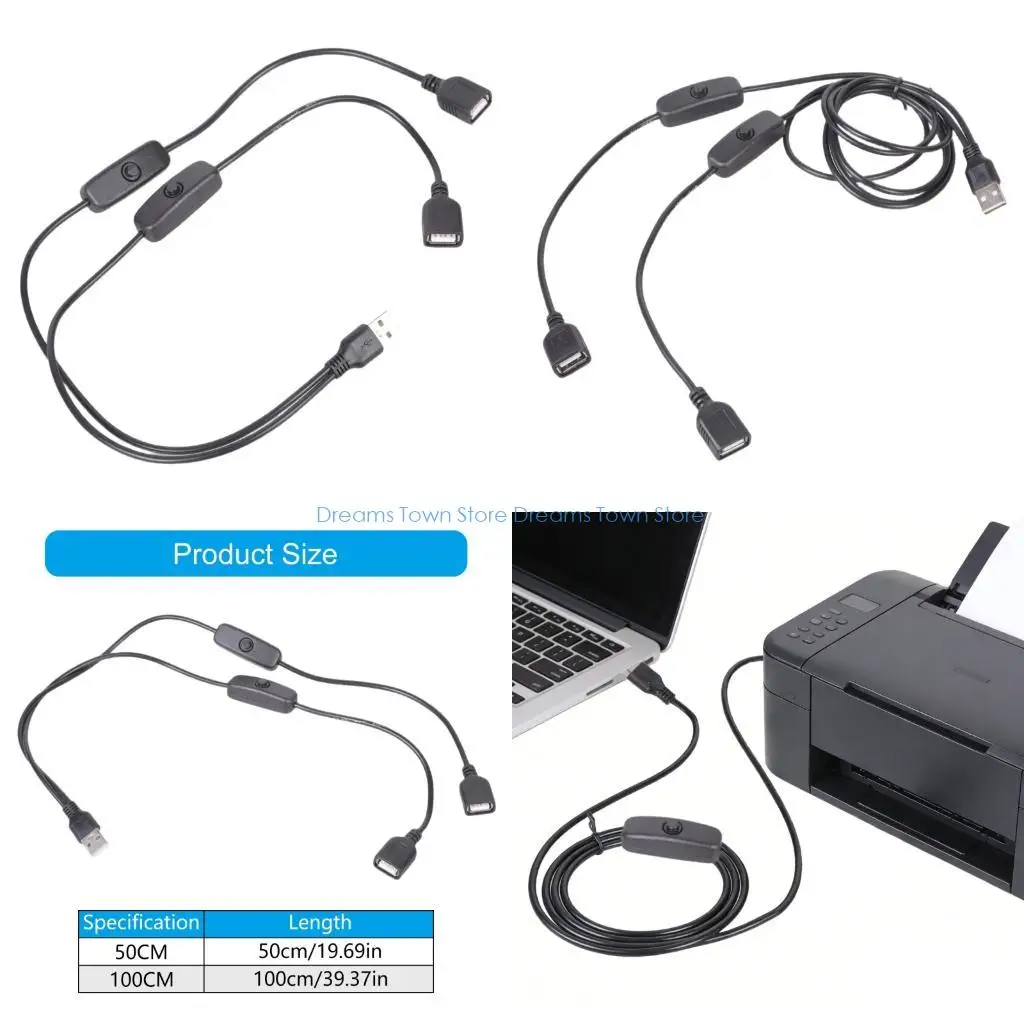 HX6A Simultaneous Charging USB Cable Featuring Independent Switches for Powering Two Devices Supporting 5V Applications