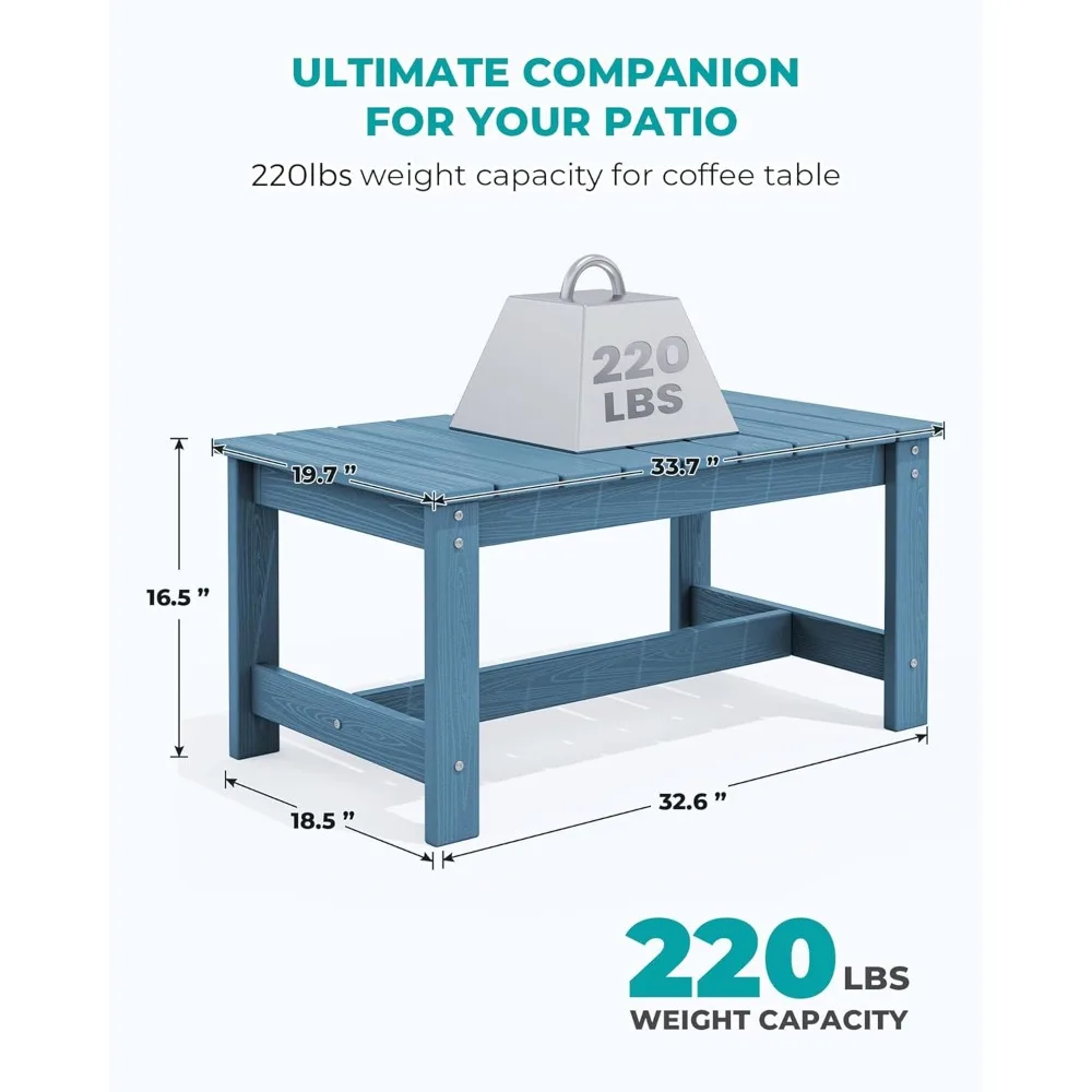 

Rectangle Outdoor Coffee Table, HDPE Patio Coffee Table, Navy, Customized