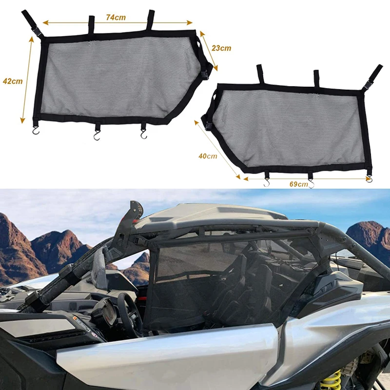 

Left & Right Side Mesh Window Nets Window Shade Shield Net Cover Door Scratch Prevention Protection for UTV Can-Am Maverick X3