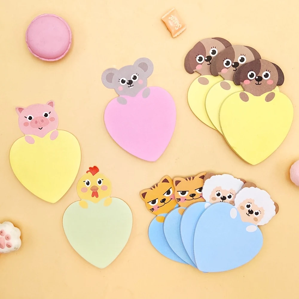 Cartoon Animal Sticky Note Heart-Shaped Student Memo Office Message-Leaving Special-Shaped