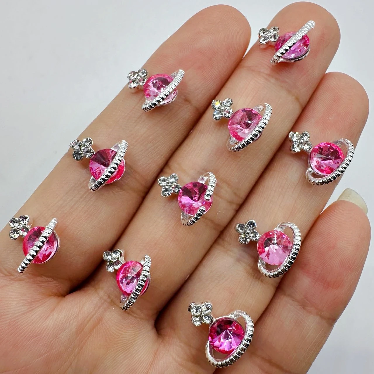 10st zilverlegering planeet nagelbedels sieraden kleurrijke luxe nagelsteentjes DIY nagelkunst decoraties accessoires planeet edelstenen