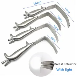 Breast Retractor with Light Guide Hook Nasal Hook  L Shape Wrinkle Removal Hook LED Light Source Plastic Surgery Instruments