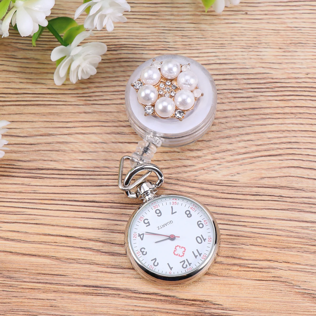 

for Nurse Doctor Durable Pearl Decor Clear Numbers Fob Watches Student Pin Universal Table Nurse Pocket Watch Doctor Pocket