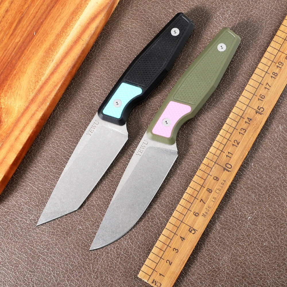 

14c28n steel fixed blade knife linen handle K sheath camping hunting fishing straight knife outdoor EDC tool