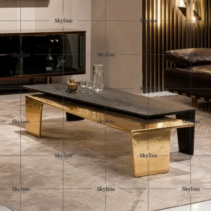 Nordic Light Luxury Metal Stainless Steel Hammer Pattern Coffee Table Creative Modern Living Room High End Industrial Style