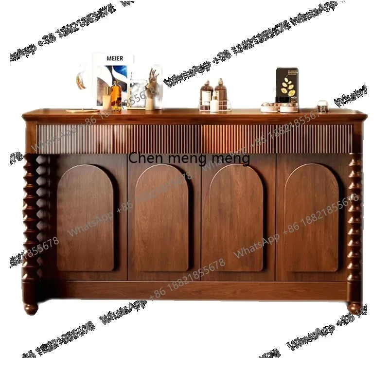 

RR French retro solid wood entrance, antique dining side cabinet in the living room, American wall storage decorative cabinet